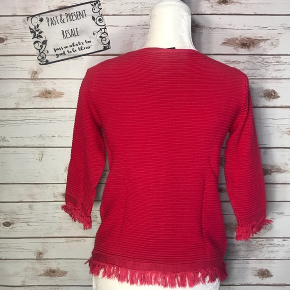 Lauren Michelle PInk Blouse 3/4 Sleeve Top Fringe Women's Size Small - Picture 4 of 5